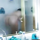 Showering amateurs unaware of the hidden camera