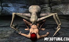 3d Redhead Babe Gets Fucked By An Alien Spider