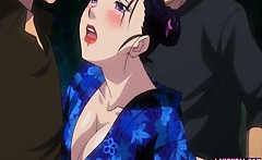 Hentai geisha gets gangbanged and facialed outdoors