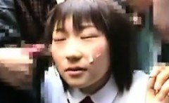 Cute Japanese Girl Does Bukkake In Public