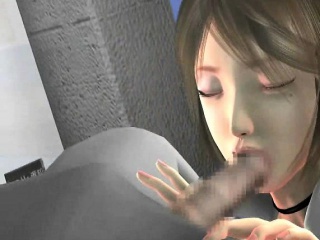 Big titted 3D anime babe gives oral sex