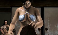 3D shemale anime Lara Croft sucking bigcock and facial