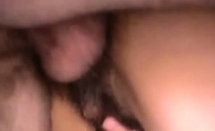 A big white cock goes rough smashing a hairy black twat.