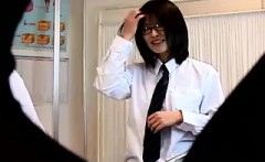 Nerdy Japanese Schoolgirl Gets Her Tight Hairy Slit Careful