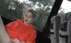 Crazy Blonde Cutie Masturbates On Public Bus