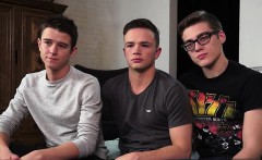 Hot twink threesome and cumshot