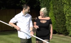 Pool Boy Gets Lucky With Busty Granny In Bedroom