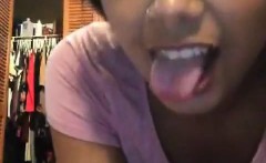 Hot Latina sucking a dildo on periscope