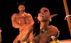 Beautiful Ebony Elf Enjoys Huge Cock