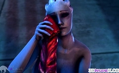 Blue Mass Effect babe fucked by alien dick