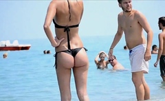 Amazing ass greek babe beach