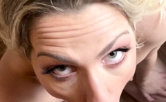 Big cock sucked by blonde MILF POV