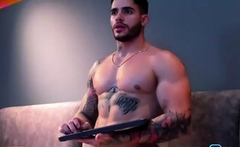 Jock gay muscle hunk jerking off