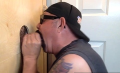 Mature DILF giving gloryhole blowjobs