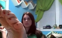 girl feet on web cam