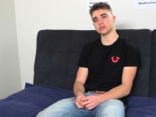 Twink gay solo masturbates