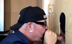 Gloryhole DILF gets fucked after blowjob