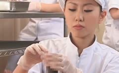 Teen Asian Nurses Rubbing Shafts For Sperm Medical Exam