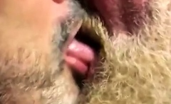 Hairy bears passionate kissing