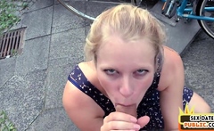 Real german amateur ballsucking outdoor