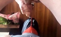 Milf takes big cock down her throat for a mouthful of cum.