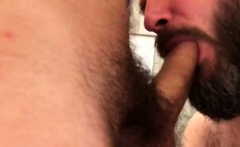 Beefy Muscle Daddy Sucks Off a Hairy Hunk