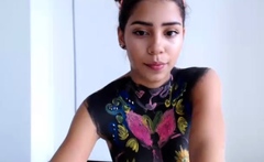 Cute amateur brunette naughty in solo jerking show on camera