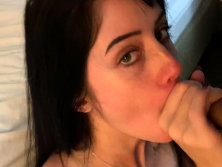 Cute brunette young hookup amateur teen blowjob