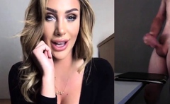 Blonde CFNM babe watch guy jerking cock