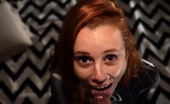 Redhead hottie cosplaying with immense dick, creampie her