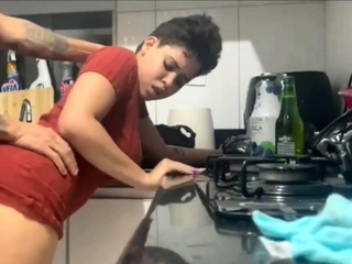 Horny maid in lil' dress - XXX! Big tits, ample ass, trampy