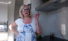 Mature Blonde Granny Sammie Sparks Licks Cock Clean