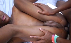 Skinny nubian twink analdestroyed by BF