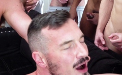 Gay takes cock after cock and load after load