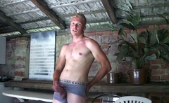 Handsome blonde boy David Robinson jerks his big dick