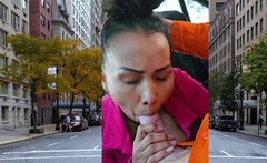 Thai MILF big cock car blowjob in public