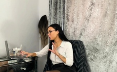 Glasses classy babe teasing micropenis