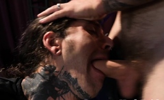 Handsome ink jock cocksucked by lover