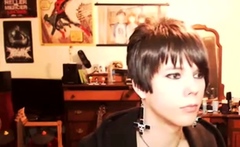 Short-Haired Crossdresser Cutie on Webcam